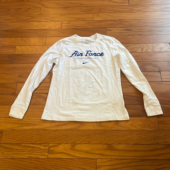🔥LAST CHANCE🔥 Nike Tee Womens Medium White Blue Air Force Long Sleeves - Picture 1 of 7